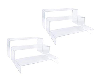2 Sets Clear Acrylic Display Risers-Cupcake Stand for Dessert Buffet Cake Table Decorations–Showcase Shelf for Figures , Jewelry Display Riser Stands shelves Fixtures Case(Rectangle Shape)