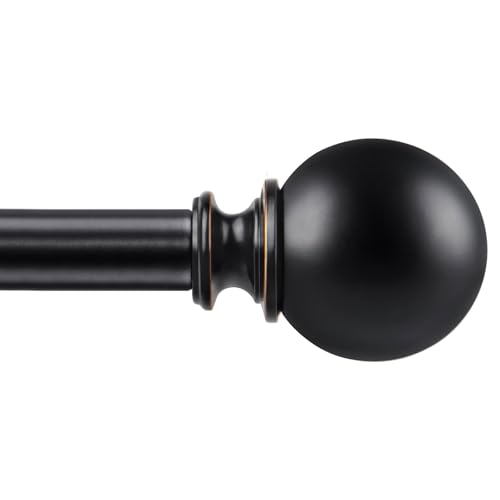KAMANINA Curtain Rods 32 to 58 Inch with Decorative Round Finials, Black - color: Black, size: 32-58"