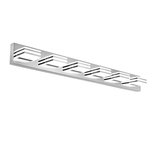 Modern Bathroom Light Fixtures 6 Light LED Vanity Lighting Bar 41 Inch Wall Lights above Mirror 36W Mirror Light Fixtures Chrome Bath Lamps 6000K Restroom Sink Light Long Vanity Sconces Lights - color: Chrome-Not-Dimmable, size: 6-Light, 41-Inch