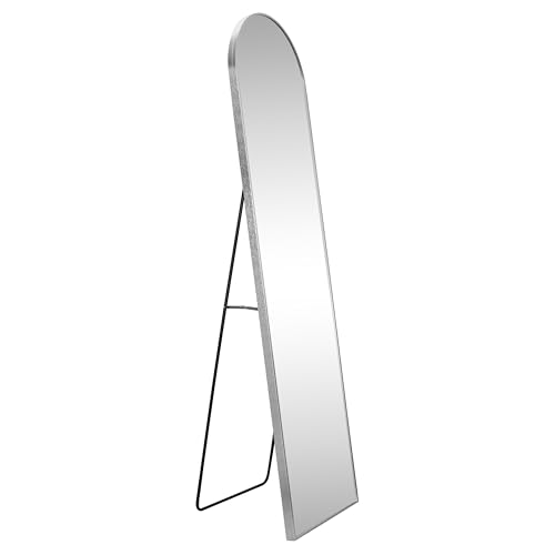 JONATHAN Y Adrian Arched Full Length Mirror 16" x 59" Metal Frame, Nickel - color: Nickel