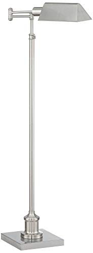 Jenson Brushed Nickel Adjustable Swing Arm Pharmacy 54" Tall Floor Lamp - color: Silver Brushed Nickel