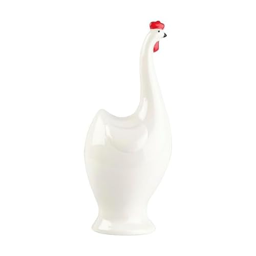 Elements 3.54x2.87x8.78 Inch White and Red Ceramic Rooster Figurine, Farmhouse Style Statue Durable Design for Everyday Use in Home Kitchen Dining and Entertaining Settings