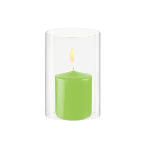 CYS EXCEL 6 PCS (H:6" D:4") Open Ended Clear Glass Hurricane Candleholder Tube Lamp Shade Open Flame Candlestick Holder Chimney Tube Cover Bottomless Cylinder - size: 4" wide x 6" tall