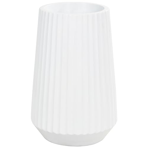 Deco 79 Resin Decorative Vase Large Ribbed Floor Centerpiece Vase, Flower Vase for Home Decoration 16" x 16" x 24", White