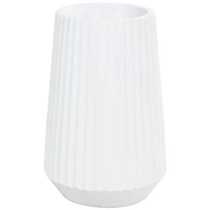 Deco 79 Resin Decorative Vase Large Ribbed Floor Centerpiece Vase, Flower Vase for Home Decoration 16" x 16" x 24", White
