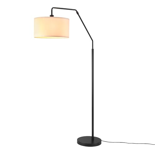 Globe Electric 65" Matte Black Floor Lamp with White Fabric Shade - color: Matte Black, White Shade (65")