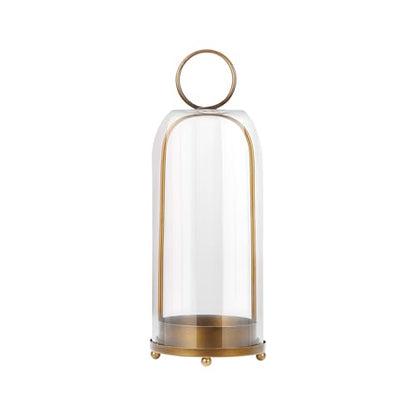 16" High Versatile Modern Metal Hurricane Lantern with Handmade Sturdy Glass Dome in Antique Brass for Pillar Candle & Plants, Industrial, Farmhouse, Shabby Chic (Brass, 6.3"x16.5") - color: Brass, size: 6.3"x16.5"