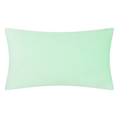 KINGROSE Luxury Solid 3D Flower Throw Pillow Cover, Mint Green, 12x20 Inch - color: Mint Green - Solid Suede