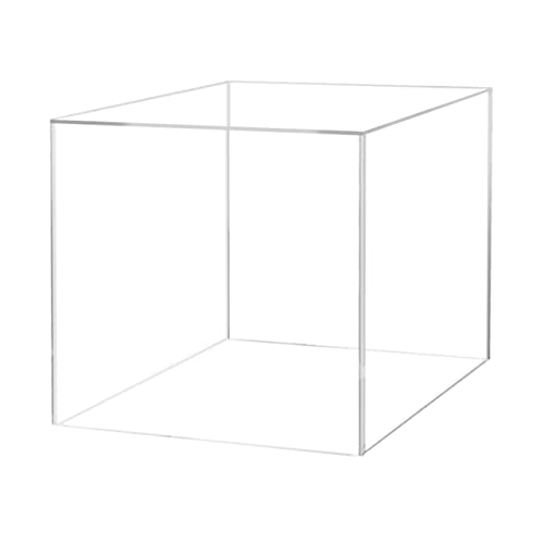 12" Acrylic Display Riser Box with One Open Side No Lid Versatile Clear Glossy Square Lucite Retail Product Platform or Merchandise Storage Bin No Assembly by Marketing Holders - size: 12" Cube-Clear