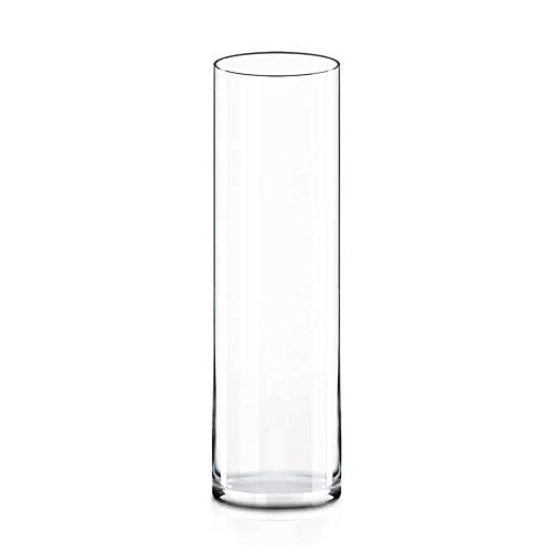 CYS Excel (H:16” D:4”) Tall Clear Glass Cylinder Vase | Multiple Size Choices Glass Flower Vase Centerpieces | Tall Hurricane Floating Candle Holder - size: H-16" D-4"