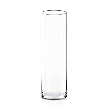CYS Excel (H:16” D:4”) Tall Clear Glass Cylinder Vase | Multiple Size Choices Glass Flower Vase Centerpieces | Tall Hurricane Floating Candle Holder - size: H-16" D-4"