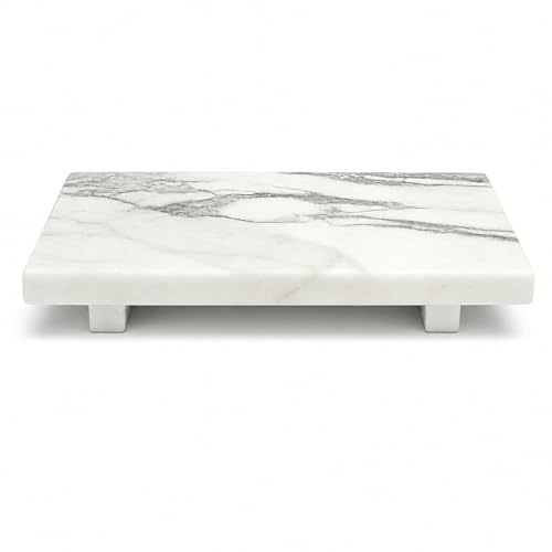 White Marble Pedestal Stand for Vanity & Bathroom - color: White Marble-9.84 in