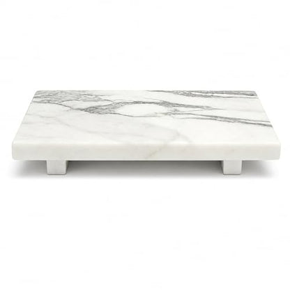 White Marble Pedestal Stand for Vanity & Bathroom - color: White Marble-9.84 in