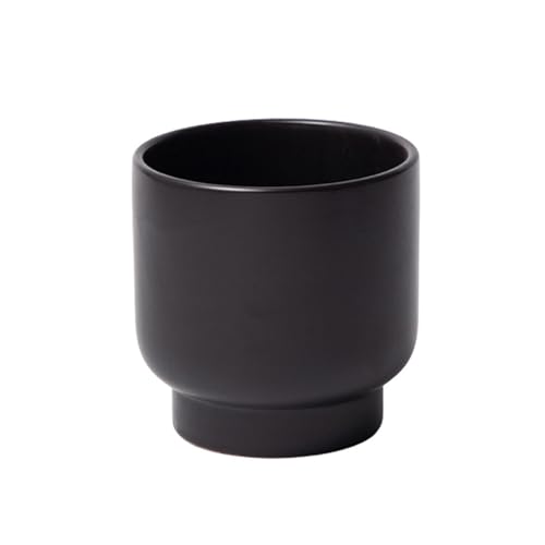 Black Ceramic Planter - Succulent Flower Small Plant Pots, Pot for Indoor Outdoor Garden Plants with Drainage Holes - Plants Not Included 4.33 X4.33 Inch - color: Black