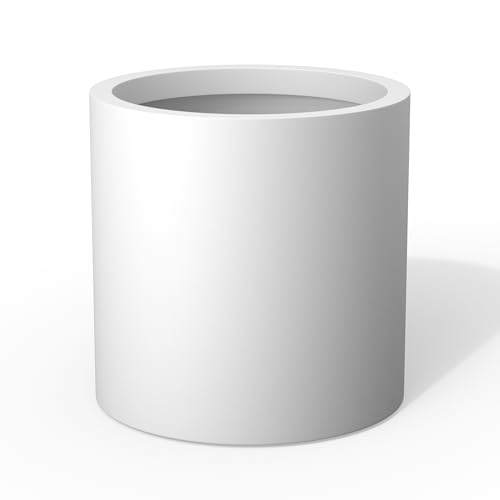 Kante Large Round Cylinder White Concrete Planter 15.8" Tall, Outdoor - color: Pure White, size: 15.7" Dia