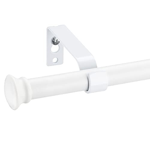 White Curtain Rods, Small Curtain Rods for Windows 48 to 84 Inch, 5/8 Heavy Duty Matte White Curtain Rod Set with Brackets, Adjustable Splicing Drapery Rod - color: White, size: 48-84" (1pc)