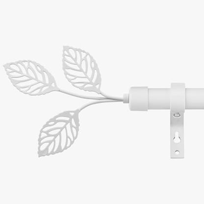 RYB HOME White Curtain Rod for Windows 1 Inch Stainless Steel Leaf Finials - color: Matt White, size: 48-86"