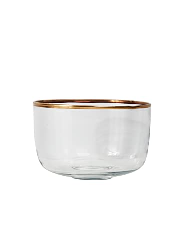 Serene Spaces Living Gold Rimmed Clear Glass Bowl, Wedding or Event Centerpiece, Large Measures 4" Height x 6" Diameter