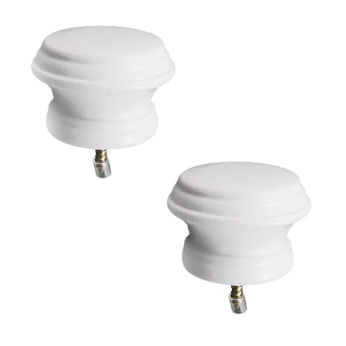 Antrader Wood Curtain Rod Finials,Screw on End Caps,White,2Pcs - color: White