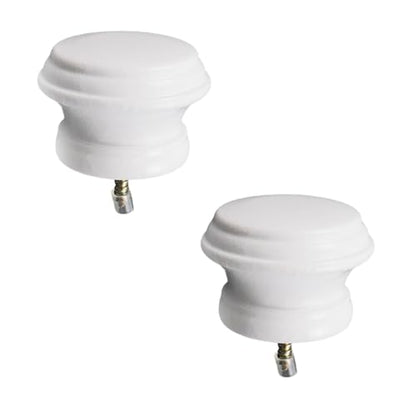 Antrader Wood Curtain Rod Finials,Screw on End Caps,White,2Pcs - color: White