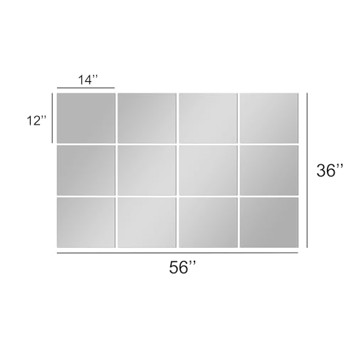 TRAHOME Home Gym Mirror Tiles for Wall, 14"x12"x12PCS Full Length Mirror - size: 14"x12" (12 PCS)