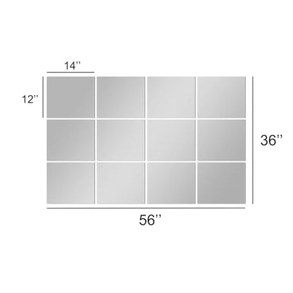 TRAHOME Home Gym Mirror Tiles for Wall, 14"x12"x12PCS Full Length Mirror - size: 14"x12" (12 PCS)