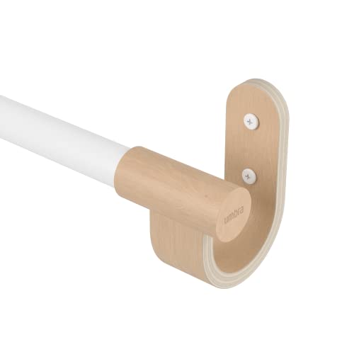 Umbra Bellwood Curtain Rod, Adjustable, 42 to 120 Inches, White/Natural - color: White/Natural
