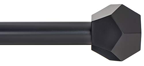 Ivilon Drapery Treatment Window Curtain Rod - Faceted Hexagonal 1 inch Pole. 16 to 28 Inch (Side Curtain Rod) Black - color: Black, size: 16" to 28"
