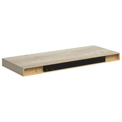 Floating Wall Shelf Oak 23.6x9.3x1.5 Honeycomb MDF Metal Frame Invisible Mount Modern Display for Living Room Bedroom Kitchen Hallway - color: Brown, size: 23.6" x 9.3" x 1.5"