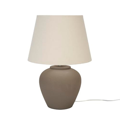 Nourison Home 20" Brown Matte Ceramic Table Lamp with Fabric Shade, Bedside Nightstand Lamp for Bedroom, Living Room, Entryway - color: Brown