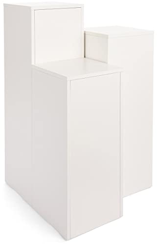 Displays2go White Display Pedestals, Set of 3 - color: White