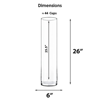 CYS EXCEL Cylinder Clear Glass Vase (H:26" D:6") | Multiple Size Choices Glass Flower Vase Centerpieces | Hurricane Floating Candle Holder Vase - size: H-26" D-6"