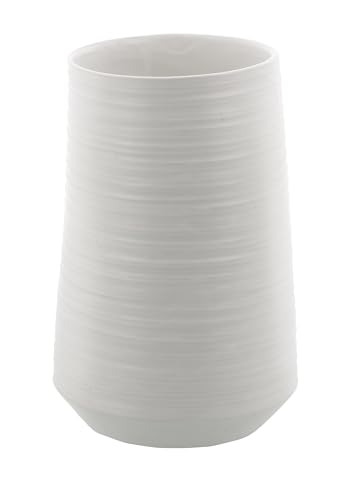 CosmoLiving by Cosmopolitan Porcelain Ceramic Decorative Vase Ribbed Centerpiece Vase, Flower Vase for Home Decoration 5" x 5" x 9", White