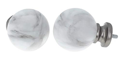 1-Inch Diameter Single Window Treatment Curtain Rod, White Marble Ball Finial, 28-inch to 48-inch Adjustable, Gunmetal - color: Gun Metal, size: 28"-48"