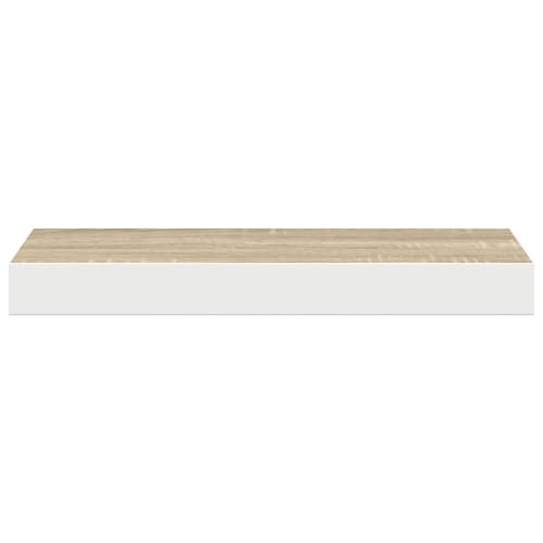 Honeycomb Floating Wall Shelf 15.7 x 15.7 x 1.5 in Oak White Matte MDF Sturdy Invisible Mounting System Modern Display for Living Room Bedroom and Office - color: Brown, size: One Size