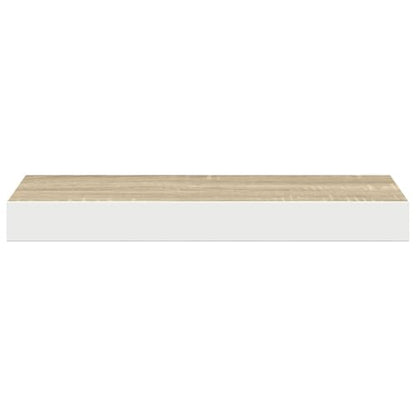 Honeycomb Floating Wall Shelf 15.7 x 15.7 x 1.5 in Oak White Matte MDF Sturdy Invisible Mounting System Modern Display for Living Room Bedroom and Office - color: Brown, size: One Size