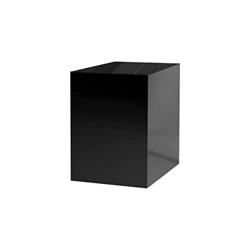 Acrylic Display Riser Box with One Open Side No Lid 12" x 12" x 19" Versatile Black Glossy Square Lucite Retail Product Platform or Merchandise Storage Bin No Assembly by Marketing Holders - size: 12" x 12" x 19" Cube-Glossy Black