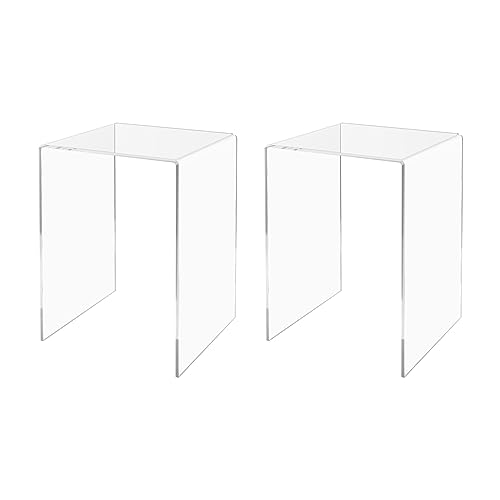 Marketing Holders 2 Pack Clear Acrylic Riser Display Stand 8" x 8" x 12" Merchandise Showcase One Piece Fixture Retail Stores and Boutiques Throne Counter Platform - size: 8"W x 8"D x 12"H
