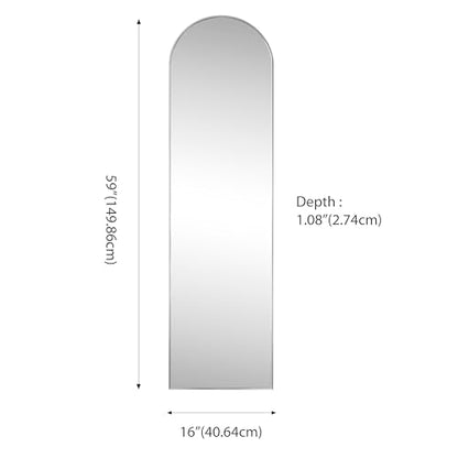 JONATHAN Y Adrian Arched Full Length Mirror 16" x 59" Metal Frame, Nickel - color: Nickel