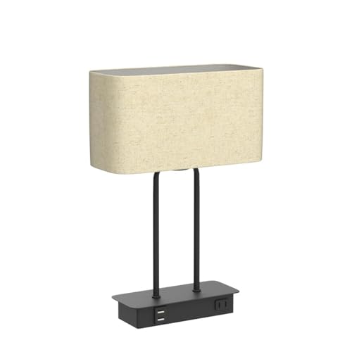 BesLowe 16’’ Table Lamp for Bedroom, Bedside Nightstand Lamp with LED Bulb - color: Cream