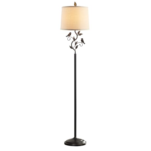 63" Rustic Unique Bird Leaf Floor Lamp for Living Room - color: Bronze