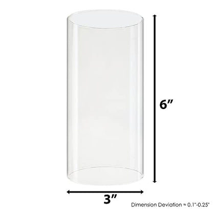 CYS EXCEL 2 PCS (H:6" D:3") Open Ended Glass Hurricane Candleholder Tube Shade | Open Flame Candle Chimney Tube Cover | Bottomless Cylinder - size: 3" wide x 6" tall