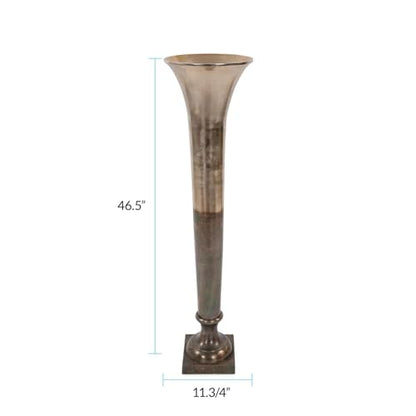 Howard Elliott Collection Golden Ore Oversized Fluted Vase, Aluminum with Ombre Gold to Bronze Finish, Tall Accent for Floor, Entryway or Living Room, 46.5H x 11.75W x 11.75D, Gold Bronze - size: Oversized Vase