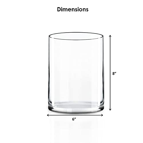 CYS EXCEL Cylinder Clear Glass Vase (H:8" D:6") | Multiple Size Choices Glass Flower Vase Centerpieces | Hurricane Floating Candle Holder Vase - size: H-8" D-6"