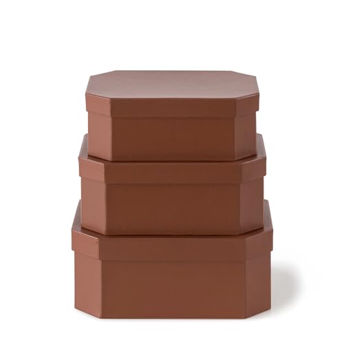 Soul & Lane - Faux Leather Decorative Storage Boxes, Set of 3, Light Brown - color: Light Brown