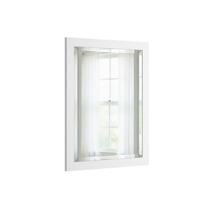Alaterre Bathroom Vanity Mirror with Beveled Glass, White, 24”x30” - color: White