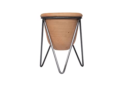 Creative Co-Op Terracotta Pot with Metal Clothespin‑Style Stand, Rustic Terracotta Finish