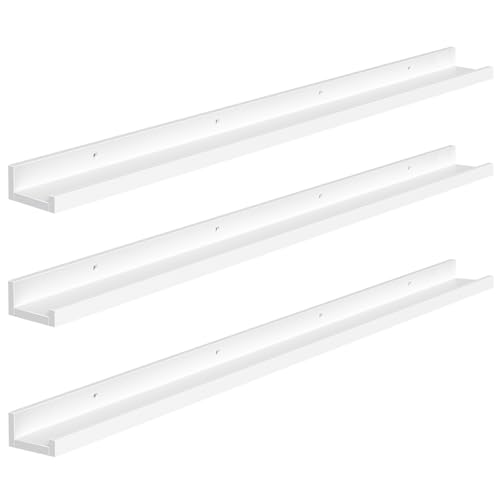 HOOBRO Floating Shelves, Wall Shelf Set of 3, 47.2 Inches Hanging Shelf - color: White, size: 47.2 Inches
