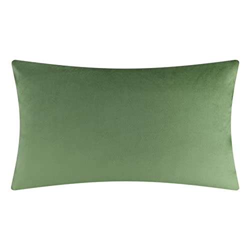 JWH Velvet Throw Pillow Cover, Green, 14x24 Inch - color: Green, size: 24" x 14" (Pack of 1)