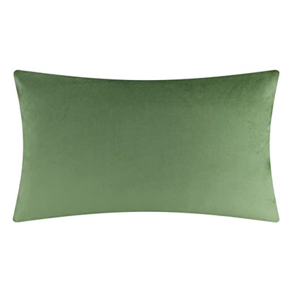 JWH Velvet Throw Pillow Cover, Green, 14x24 Inch - color: Green, size: 24" x 14" (Pack of 1)